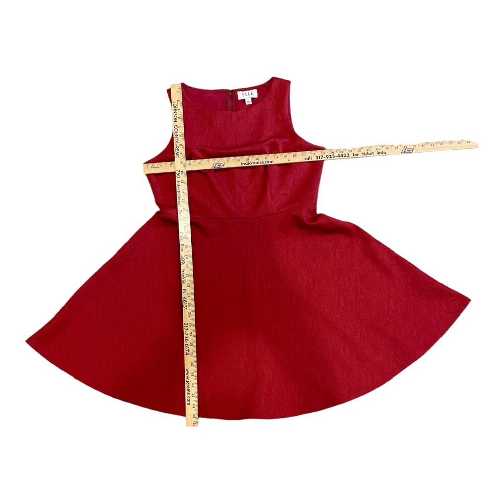 Elle Sangria Red Sleeveless Fit & Flare Dress with Embossed Roses Women's Size L - Picture 7 of 7